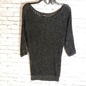 Express Metallic Gray Knit Top XS